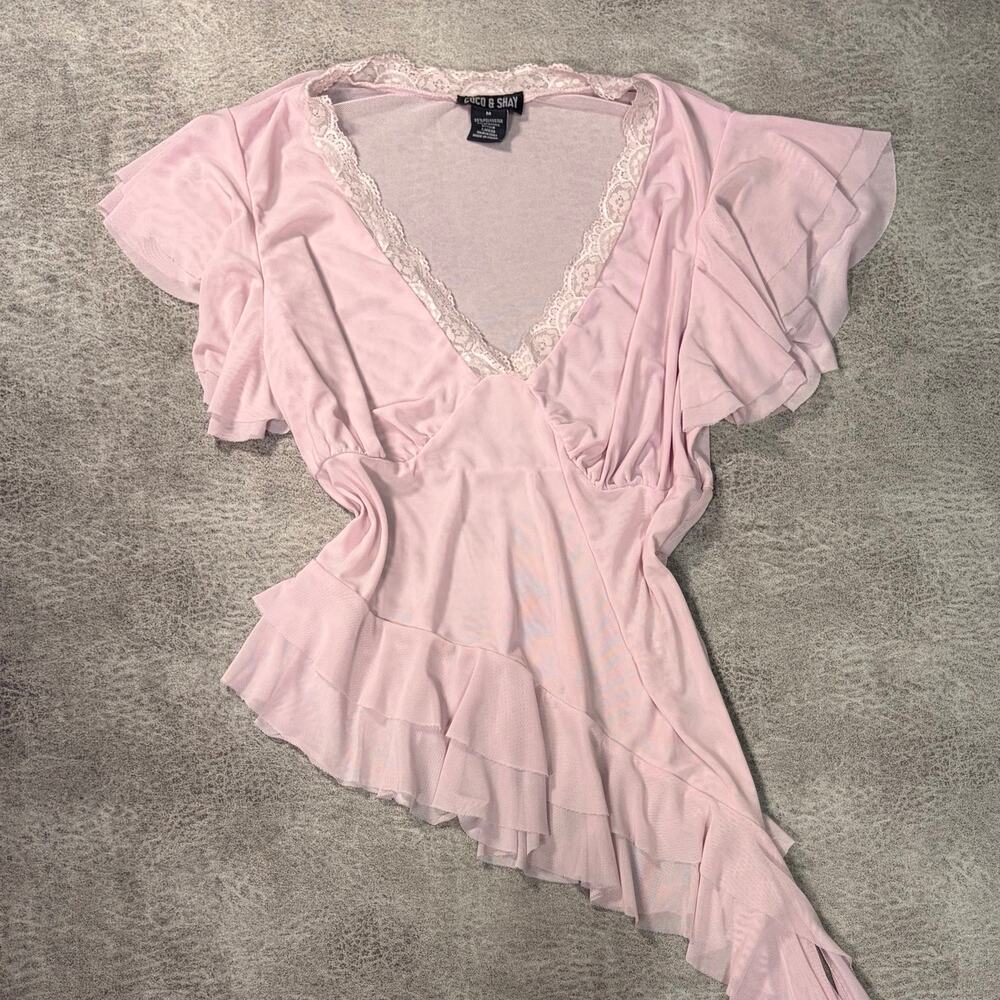 Pink Flutter Asymmetrical Blouse
